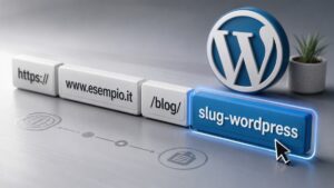 Rappresentazione visiva di un URL WordPress con lo slug evidenziato