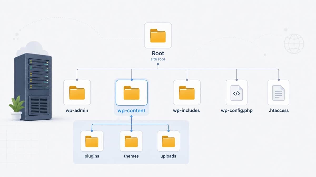 FTP: cos’è, come funziona e come usarlo con WordPress 2 Struttura delle cartelle e dei principali file WordPress sul server