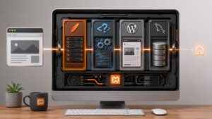 Ambiente XAMPP locale con Apache, PHP, WordPress e MariaDB collegati sullo stesso computer