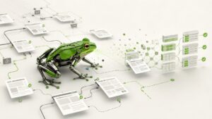 Screaming Frog rappresentato come crawler che segue gli URL e analizza la struttura tecnica di un sito web
