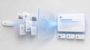 AI Overviews di Google rappresentate come sintesi di più fonti web in una risposta di ricerca