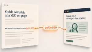 Anchor text evidenziato come collegamento tra un contenuto e la pagina di destinazione