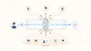 Rappresentazione della ricerca DuckDuckGo separata dai dati usati per profilare l'utente