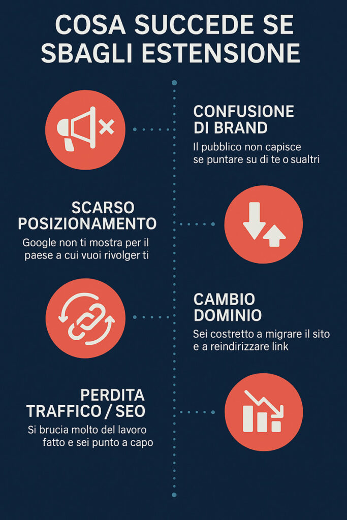 Timeline effetti negativi della scelta sbagliata tra dominio .it e dominio .com