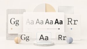 Campioni tipografici serif, sans serif e monospace che rappresentano la scelta dei Google Fonts per un sito web
