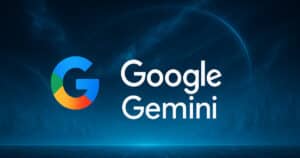 Illustrazione futuristica del tool Google Gemini con logo originale in evidenza