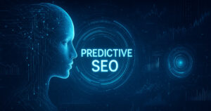 Rappresentazione visiva futuristica della SEO predittiva con intelligenza artificiale e dati comportamentali.
