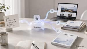 Manus AI rappresentato mentre coordina strumenti e attività per completare un task