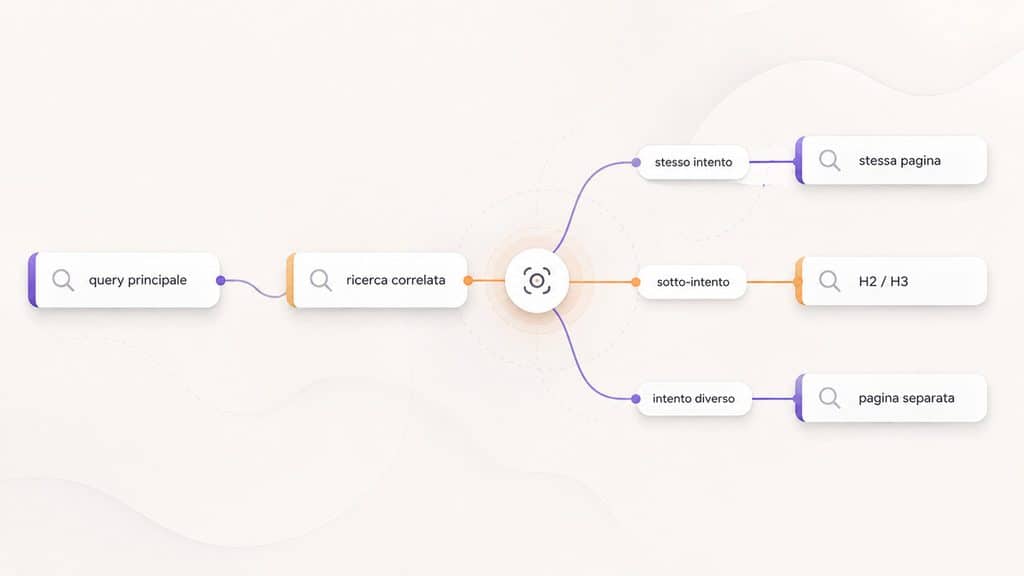 Ricerche correlate Google: cosa sono, come trovarle e come usarle per la SEO 1 Schema per decidere se una ricerca correlata appartiene alla stessa pagina, a un sottoargomento o a un contenuto separato