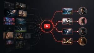 Rappresentazione del sistema di raccomandazione YouTube che seleziona video diversi per differenti spettatori