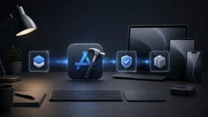Ecosistema Apple Developer rappresentato dal processo di sviluppo e distribuzione di un'app