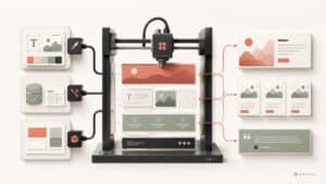Sistema modulare che rappresenta la costruzione visuale di un sito WordPress con Bricks Builder