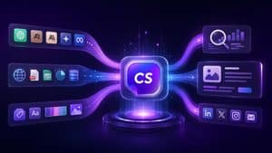 Chatsonic rappresentato come hub AI tra modelli, dati e workflow di marketing