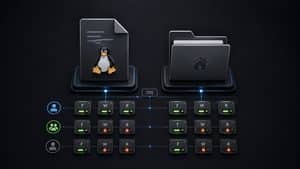 Rappresentazione dei permessi chmod su file e cartelle Linux con accessi di lettura, scrittura ed esecuzione