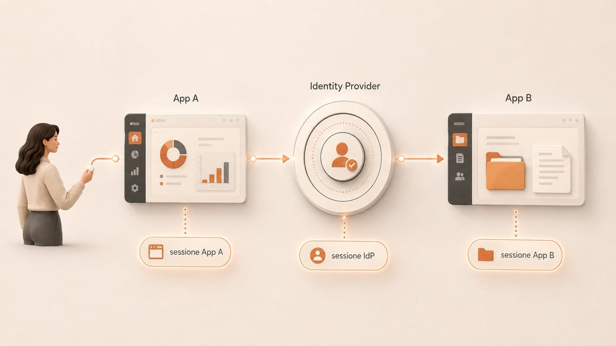 Single Sign-On (SSO): cos’è, come funziona e quando usarlo 1 Flusso Single Sign-On in cui due applicazioni utilizzano lo stesso Identity Provider ma mantengono sessioni separate