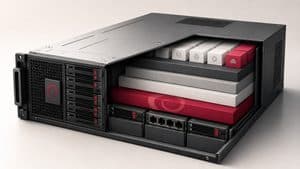 Server Linux con Debian rappresentato come base del sistema operativo e dei servizi