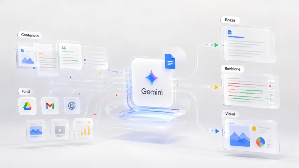 Google Docs: cos'è, come funziona e come usare Documenti Google 2 Workflow Gemini in Google Docs da contenuti e fonti a bozza, revisione e visual