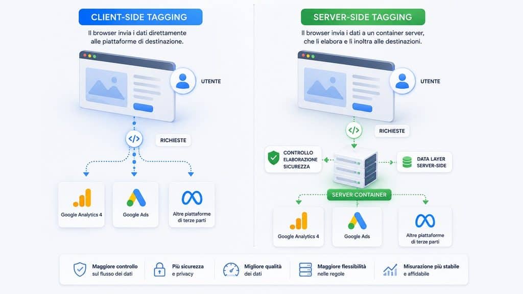 Google Tag Manager: cos’è, come funziona e come usarlo 2 Flusso Google Tag Manager dal data layer al trigger, al tag e alla piattaforma di destinazione