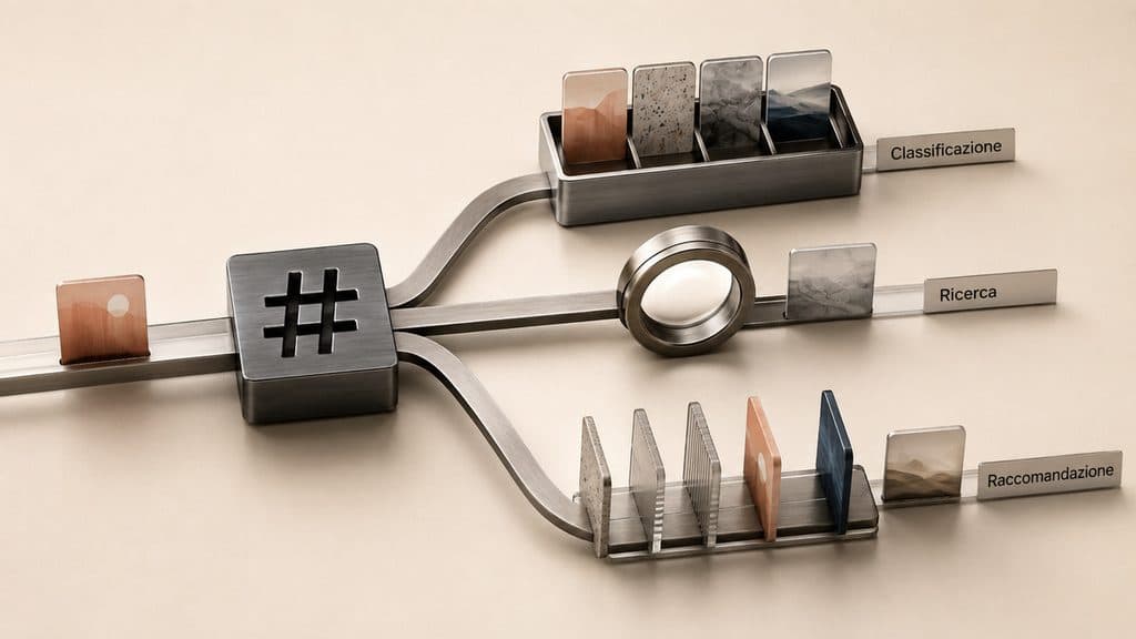 Hashtag: significato, cosa sono, a cosa servono e come usarli 1 Schema che distingue classificazione, ricerca e raccomandazione nell'uso degli hashtag