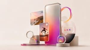 Rappresentazione di Instagram come ecosistema di foto, video, Stories, messaggi e discovery