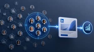Rappresentazione di LinkedIn Ads con targeting di profili professionali e campagna pubblicitaria