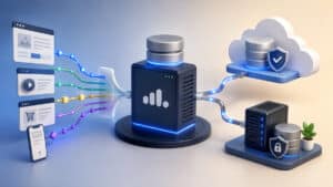 Sistema di web analytics che raccoglie dati dal sito e li instrada verso cloud gestito e infrastruttura propria