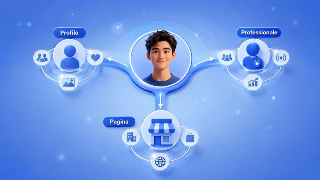 Come creare un profilo Facebook: registrazione, impostazioni e privacy 1 Differenza visuale tra profilo Facebook personale, modalità professionale e Pagina Facebook