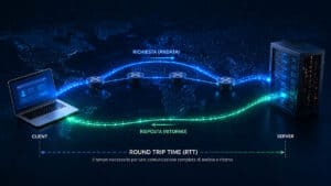 Home 9 Rappresentazione del Round Trip Time con percorso di andata e ritorno tra client e server