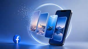 Storie Facebook rappresentate come contenuti verticali temporanei su smartphone