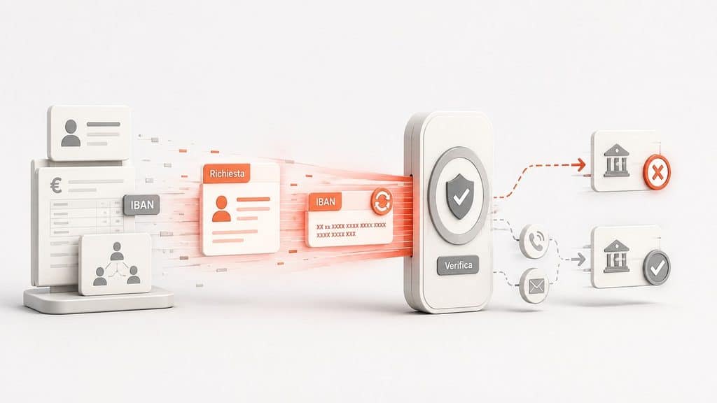 TeamSystem data breach: cosa è successo a Contabilità in Cloud e cosa fare 1 Schema del possibile uso di dati contabili sottratti per una falsa richiesta di cambio IBAN come nel caso di Teamsystem data breach