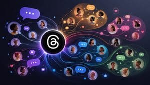 Home 7 Visual editoriale di Threads con conversazioni e community collegate