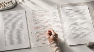 Bozza di testo AI trasformata attraverso interventi di editing in un documento più naturale e strutturato