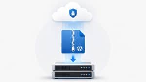 Pacchetto WordPress durante il download verso un server web
