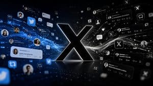 X, precedentemente Twitter, rappresentato attraverso un flusso di conversazioni e contenuti