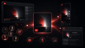 Visualizzazione concettuale di una campagna YouTube Advertising distribuita tra video, Shorts e pubblico