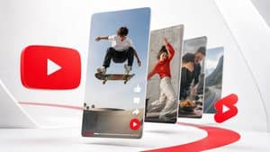 Sequenza di video verticali che rappresenta gli YouTube Shorts e lo scorrimento nel feed