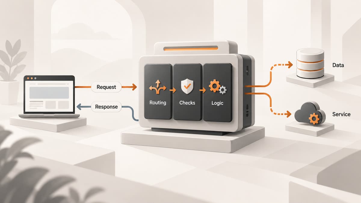 Backend: cos’è, come funziona e cosa comprende nello sviluppo web 1 Schema del percorso di una richiesta dal client attraverso logica backend, dati e servizi fino alla risposta