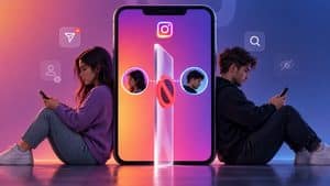 Rappresentazione del blocco Instagram tra due profili e dei controlli dell’account
