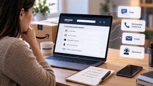 Home 7 Cliente che cerca il canale corretto per contattare il servizio clienti Amazon
