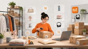 Venditore ecommerce con prodotti e ordini destinati alla vendita su Temu