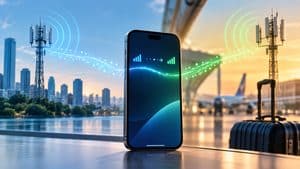 Home 7 Smartphone in viaggio collegato tra due reti mobili per rappresentare il roaming dati