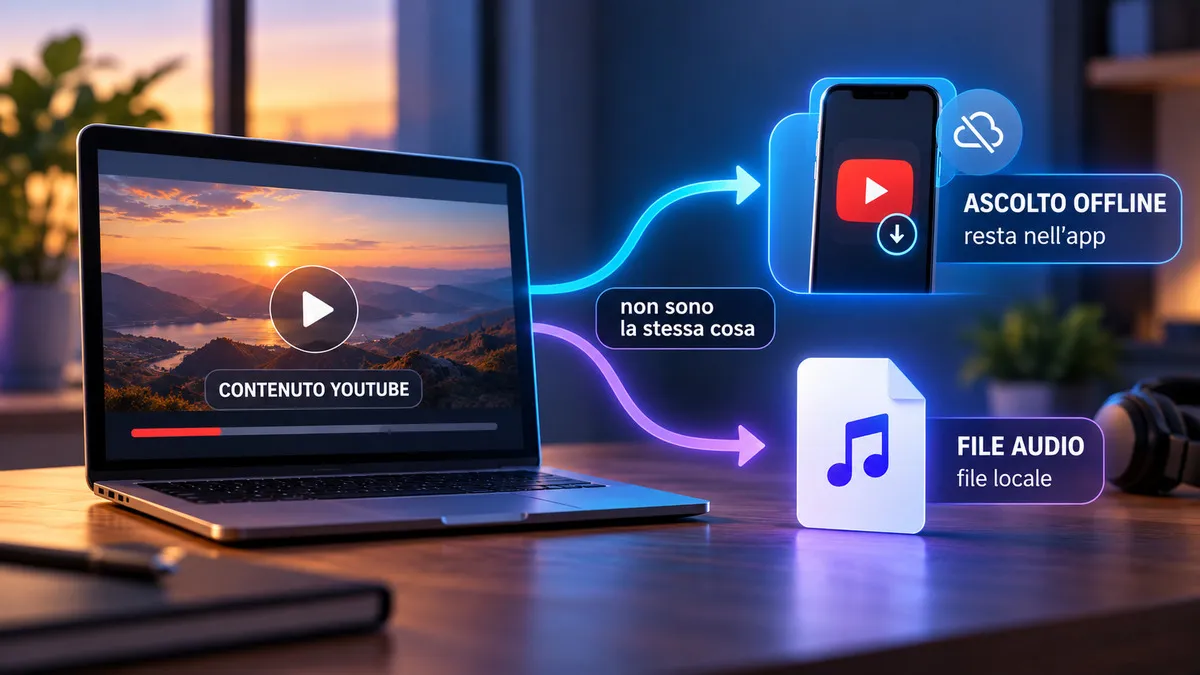 Come convertire YouTube in MP3: metodi, qualità e sicurezza 1 Differenza tra ascolto offline su YouTube e file audio locale