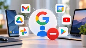 Account Google collegato a Gmail, Drive, Foto, Calendar, YouTube e Play prima dell’eliminazione