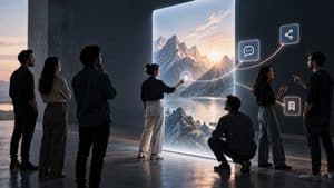 Persone che passano dalla visualizzazione di un contenuto digitale alla partecipazione attraverso commenti, condivisioni e altre interazioni