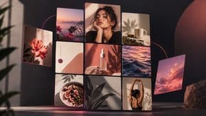 Home 8 Griglia di contenuti social coordinati con alcuni post che emergono dal profilo