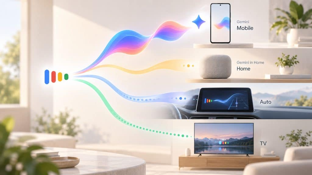 Google Assistant: cos’è, come funziona e cosa cambia con Gemini 1 Schema della transizione di Google Assistant su smartphone, Google Home, auto e Google TV