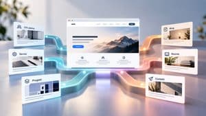 Home page rappresentata come nodo centrale collegato alle principali aree di un sito web