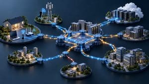 Home 7 Rappresentazione di reti diverse collegate tra loro attraverso router e percorsi dati per formare Internet