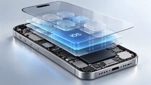 Rappresentazione di iOS come livelli software che collegano applicazioni e hardware di un iPhone