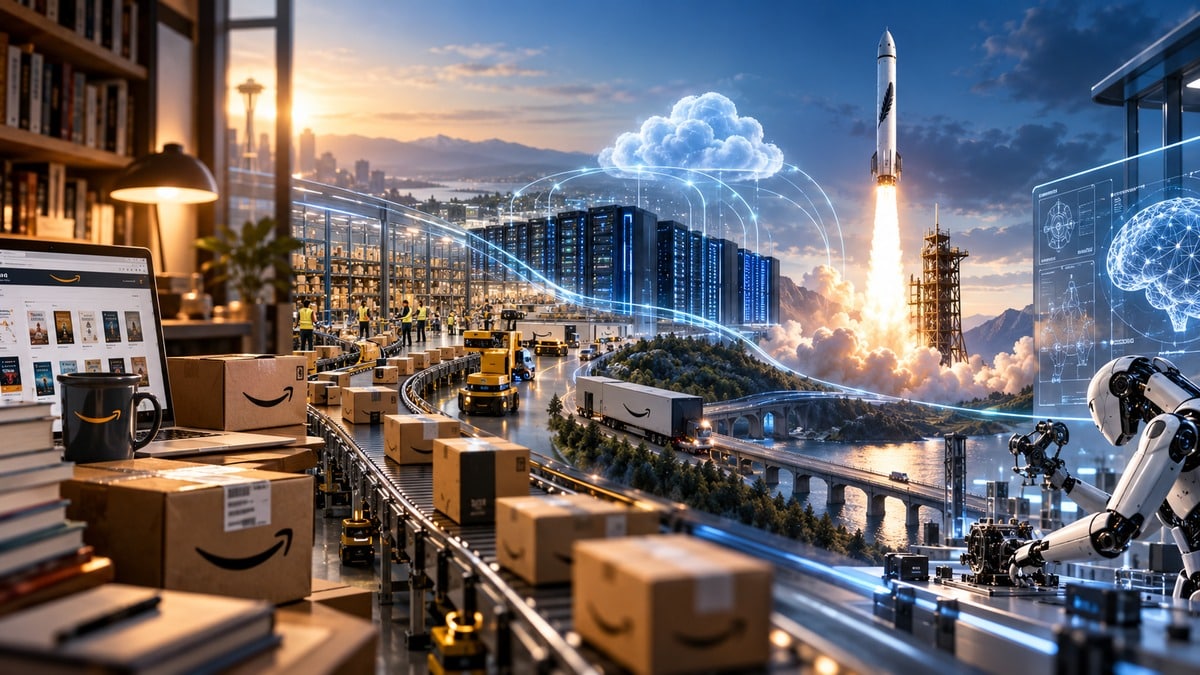 Jeff Bezos: chi è, storia, Amazon, patrimonio e cosa fa oggi 1 Percorso visivo dall'ecommerce al marketplace, cloud computing, spazio e intelligenza artificiale nella carriera di Jeff Bezos